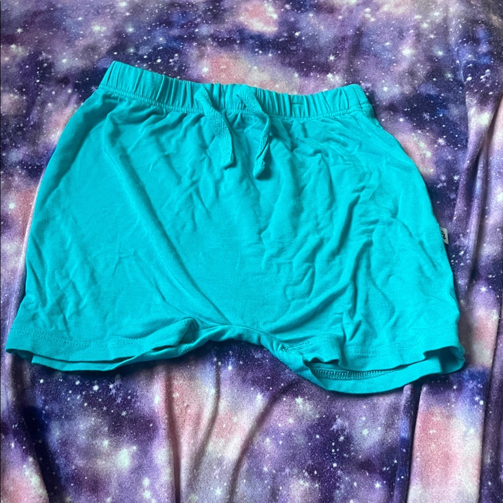 B44 Birdie Bean Teal Bamboo Shorts; 18-24 months, GUC